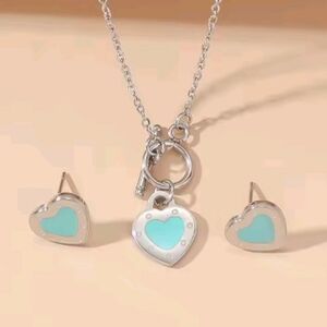 3 Pc. Love Heart Toggle Necklace and Earrings Set